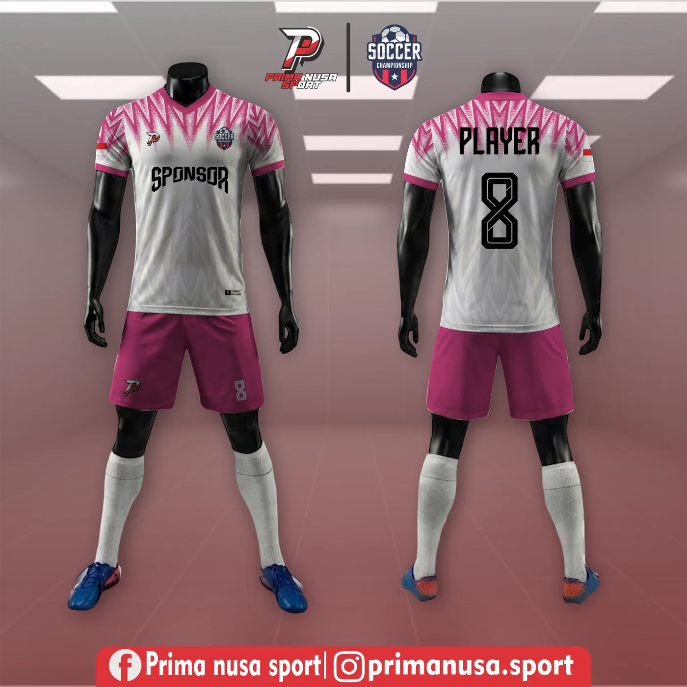 Set 3D Mannequin Zigzag White Pink Prima Nusa Sport